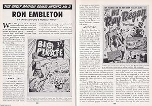 Imagen del vendedor de Ron Embleton : The Great British Comic Artist. This is an original article separated from an issue of The Book & Magazine Collector publication, 2002. a la venta por Cosmo Books