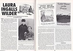 Seller image for Laura Ingalls Wilder. Author of Little House on The Prairie. This is an original article separated from an issue of The Book & Magazine Collector publication, 2002. for sale by Cosmo Books