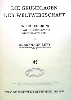 Imagen del vendedor de Die Grundlagen der Weltwirtschaft: Eine Einfhrung in das internationale Wirtschaftsleben. a la venta por books4less (Versandantiquariat Petra Gros GmbH & Co. KG)