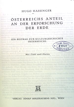 Imagen del vendedor de sterreichs Anteil an der Erforschung der Erde. a la venta por books4less (Versandantiquariat Petra Gros GmbH & Co. KG)