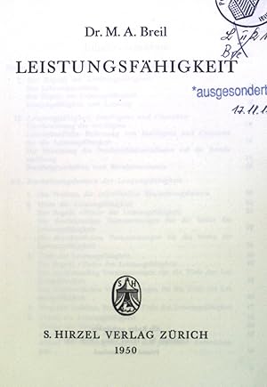 Image du vendeur pour Leistungsfhigkeit. mis en vente par books4less (Versandantiquariat Petra Gros GmbH & Co. KG)