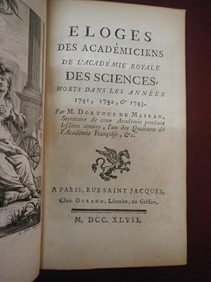Eloges des académiciens de l'académie Royale des sciences morts dans les années 1741-1742 - 1743