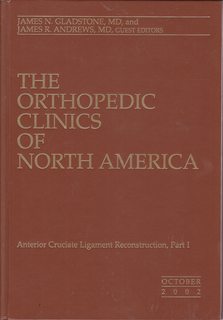 Image du vendeur pour The Orthopedic Clinics of North America Vol. 33 No. 4/ October 2002: Anterior Cruciate Ligament Reconstruction, Part 1 mis en vente par Never Too Many Books