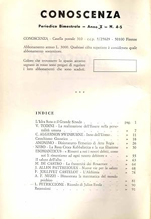 Conoscenza. Periodico bimestrale. Anno X. N. 4-5. Luglio-Ottobre 1974