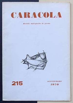 Bild des Verkufers fr Caracola. Revista malaguea de poesa. n215, ao XVIII, septiembre. 1970. zum Verkauf von Il Tuffatore