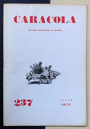 Bild des Verkufers fr Caracola. Revista malaguea de poesa. n237, ao XX, julio. 1972. zum Verkauf von Il Tuffatore