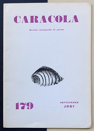 Bild des Verkufers fr Caracola. Revista malaguea de poesa. n179, ao XV, septiembre 1967. zum Verkauf von Il Tuffatore