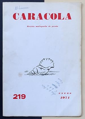 Bild des Verkufers fr Caracola. Revista malaguea de poesa. n219, ao XIX, enero. 1971. zum Verkauf von Il Tuffatore