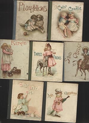 Set of 7 Small Children's Books from 1890s Playfellows, Cats' Cradle, Kittie, Three Friends, Miss...