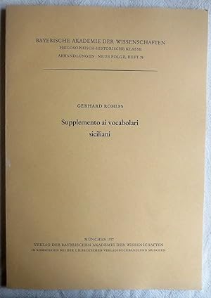 Supplemento ai vocabolari siciliani ; Philosophisch-Historische Klasse: Abhandlungen ; N.F., H. 78