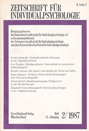 Bild des Verkufers fr Zeitschrift fr Individualpsychologie. Heft 2/1987, 12 Jahrgang. Hrsg. von: Deutsche Gesellschaft fr Individualpsychologie e.V., in Zusammenarbeit mit der Schweizerischen Gesellschaft fr Individualpsychologie und dem sterreichischen Verein fr Individualpsychologie. zum Verkauf von Fundus-Online GbR Borkert Schwarz Zerfa