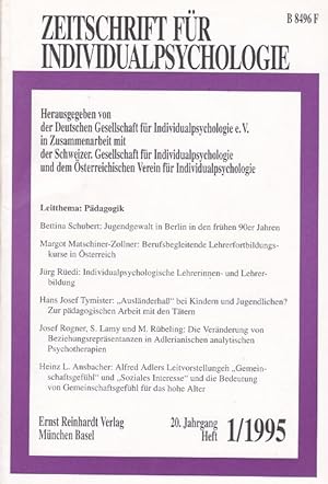 Seller image for Zeitschrift fr Individualpsychologie. Heft 1/1995, 20. Jahrgang. Leitthema: Pdagogik. Hrsg. von: Deutsche Gesellschaft fr Individualpsychologie e.V., in Zusammenarbeit mit der Schweizerischen Gesellschaft fr Individualpsychologie und dem sterreichischen Verein fr Individualpsychologie. for sale by Fundus-Online GbR Borkert Schwarz Zerfa