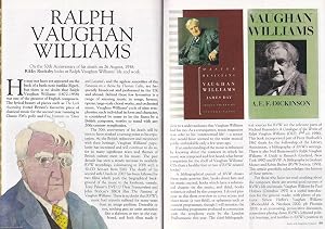 Immagine del venditore per Ralph Vaughan Williams : A Fiftieth-Anniversary Reflection on His Life and Music. By Rikky Rooksby. This is an original article separated from an issue of The Book & Magazine Collector publication. venduto da Cosmo Books
