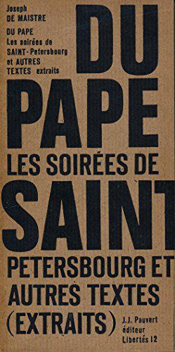 Bild des Verkufers fr Du pape, Les soires de Saint Petersbourg et autres textes (Extraits) - Prsentation et choix de textes de Emil Michel Cioran zum Verkauf von JLG_livres anciens et modernes