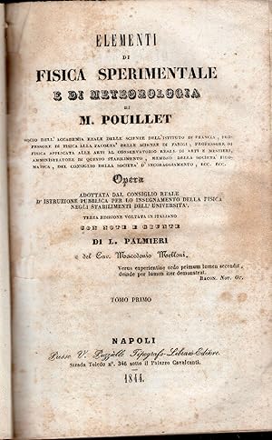 Elementi di fisica sperimentale e di meteorologia. Tomo 1 di M. Pouillet