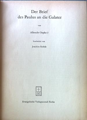 Bild des Verkufers fr Der Brief Paulus an die Galater. Theologischer Handkommentar zum Neuen Testament. Band 9. zum Verkauf von books4less (Versandantiquariat Petra Gros GmbH & Co. KG)