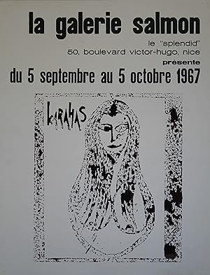 "KARAHAS: EXPOSITION LA GALERIE SALMON Nice (1967)" Affiche originale entoilée / Litho du peintre...