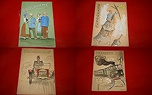 5 Dessins Originaux en couleurs de Cinq "PROGRAMMES" illustrés et signés par J.-P. Chamot. 1951-1...