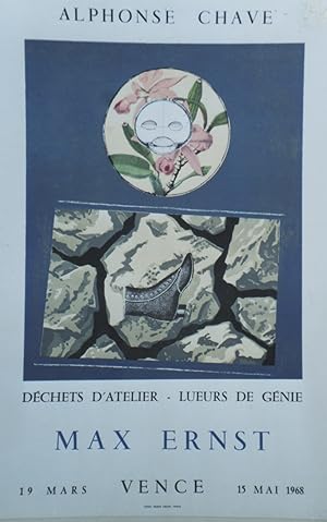 "MAX ERNST: DÉCHETS D'ATELIER - LUEURS DE GÉNIE" Affiche originale entoilée 1968 / EXPOSITION GAL...