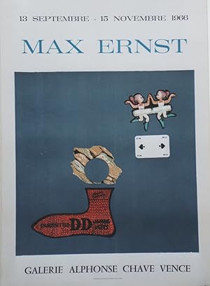"MAX ERNST : EXPOSITION GALERIE ALPHONSE CHAVE Vence (1966)" Affiche originale entoilée / Llitho ...