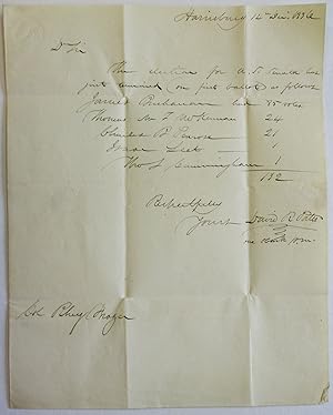 AUTOGRAPH LETTER SIGNED, DATED AT HARRISBURG, PENNSYLVANIA, 14 DECEMBER 1836, TO COL. RHEY FRAZER...