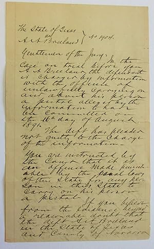 JURY INSTRUCTIONS IN THE CASE OF THE STATE OF TEXAS v. A.A. BREELAND [NO. 1904]: "GENTLEMEN OF TH...