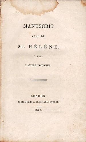 Image du vendeur pour Manuscrit venu de St. Hlne d'une manire inconnue. mis en vente par DARIS SAS