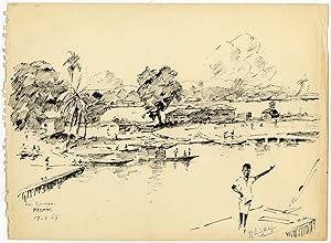 Antique Drawing-PAPUA NEW GUINEA-MADANG-Ligtelijn-1967