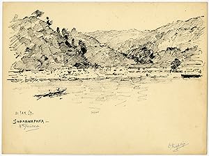 Antique Drawing-SUKARNAPURA-JAYAPURA-NEW GUINEA-LANDSCAPE-Ligtelijn-1967