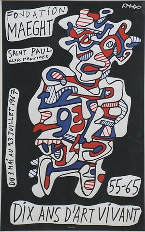 "Jean DUBUFFET : DIX ANS D'ART VIVANT 55-65" EXPOSITION FONDATION MAEGHT Saint-Paul (1967) / Affi...
