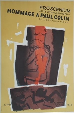 "HOMMAGE A PAUL COLIN" EXPOSITION PROSCENIUM Paris 1973 / Affiche originale entoilée / Litho DEPR...
