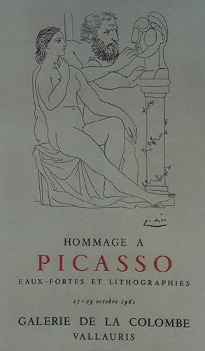 "HOMMAGE à PICASSO (Galerie LA COLOMBE VALLAURIS 1961)" Litho tirée à 700 exemplaires par Imp. UN...