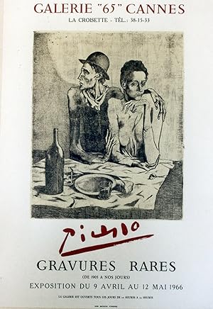 "PICASSO (EXPO GALERIE 65 CANNES 1966)" Affiche litho originale entoilée