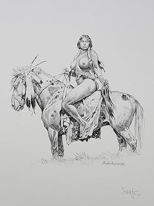 Indian Warrior on Horseback - Limited Edition Print (Signed)