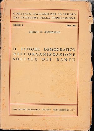 Il fattore demografico nell'organizzazione sociale dei Bantu.