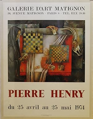 "PIERRE HENRY / EXPOSITION GALERIE D'ART MATIGNON Paris (1974)" Affiche originale entoilée / Offs...