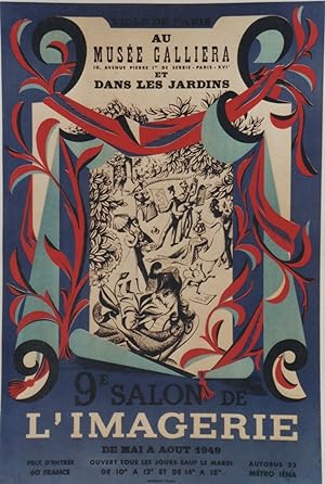 "9e SALON DE L'IMAGERIE (LEBLANC 1949)" Affiche originale entoilée Litho MOURLOT