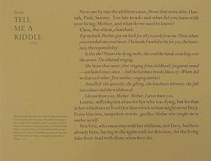 Seller image for from Tell Me A Riddle (Signed Broadside) for sale by Jeff Hirsch Books, ABAA