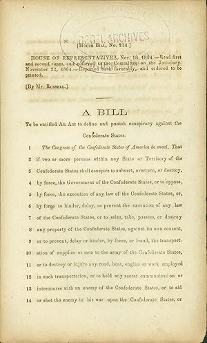 House Bill, No. 214, House of Representatives, Nov. 18, 1864. Read first and second times, and re...