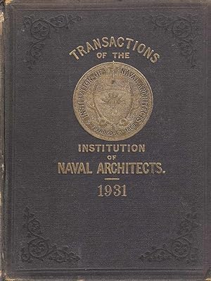 Image du vendeur pour Transactions of the Institution of Naval Architects 1931. Volume LXXIII mis en vente par Joy Norfolk, Deez Books