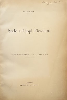 Immagine del venditore per Stele e Cippi Fiesolani venduto da librisaggi