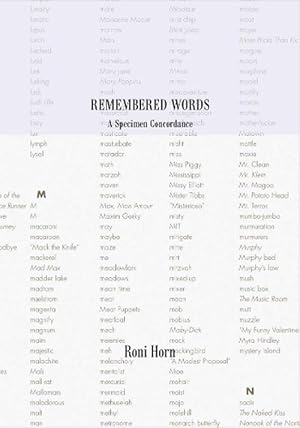Seller image for Roni Horn: Remembered Words (Hardcover) for sale by Grand Eagle Retail