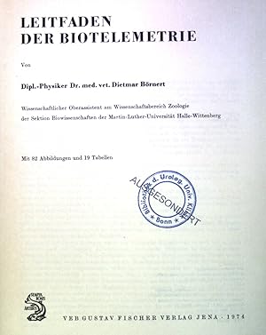 Seller image for Leitfaden der Biotelemetrie. for sale by books4less (Versandantiquariat Petra Gros GmbH & Co. KG)