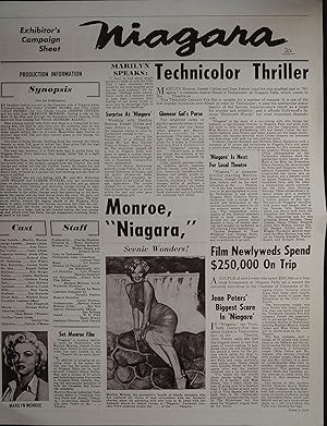 Image du vendeur pour Niagara Pressbook 1953 Marilyn Monroe, Joseph Cotten mis en vente par AcornBooksNH