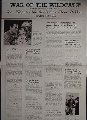 Seller image for War of the Wildcats Pressbook 1943 John Wayne, Martha Scott for sale by AcornBooksNH