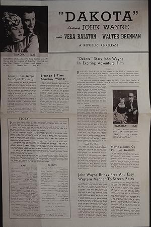 Image du vendeur pour Dakota Pressbook 1945 John Wayne, Vera Ralston mis en vente par AcornBooksNH
