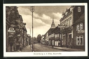 Ansichtskarte Boizenburg / Elbe, Baustrasse mit Bäckerei Schoknecht und Konsum