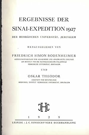 Image du vendeur pour Ergebnisse der Sinai-Expedition 1927 der hebräischen Universität, Jerusalem. mis en vente par Antiquariat & Buchhandlung Rose