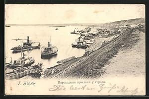 Ansichtskarte Perm, Hafenpanorama mit Schiffen