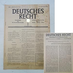 Seller image for Deutsches Recht, 14. Jahrgang, Heft 8/9, 19. u. 26. Februar 1944. Zentralorgan des NS.-Rechtswahrerbundes * for sale by Galerie fr gegenstndliche Kunst